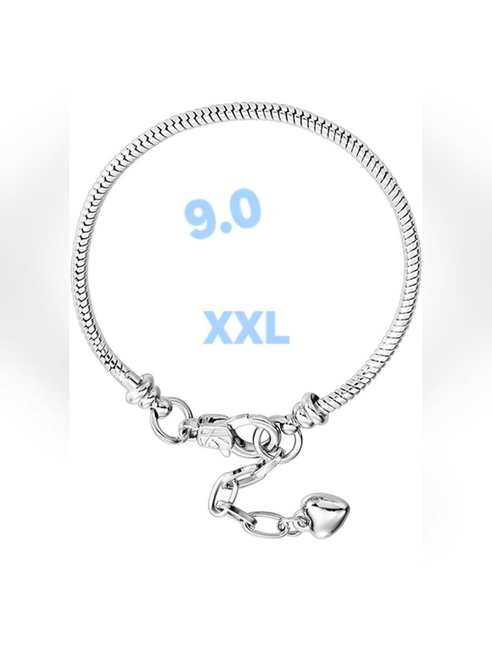 XXL 9.0 Silver Charm Bracelet Starter Bracelet Only No Charms